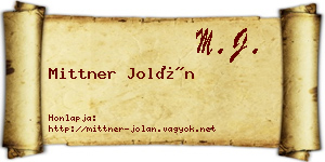 Mittner Jolán névjegykártya